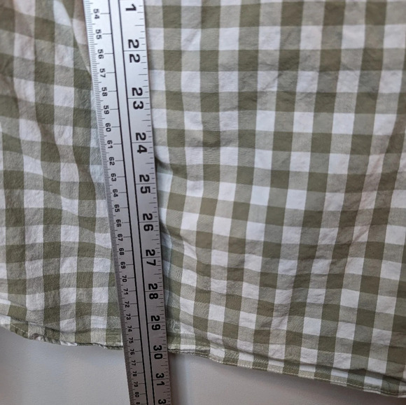 J Crew Slim Flex Washed Tan & White Checkered  Plaid Gingham XL Mens Button Down - Picture 8 of 9